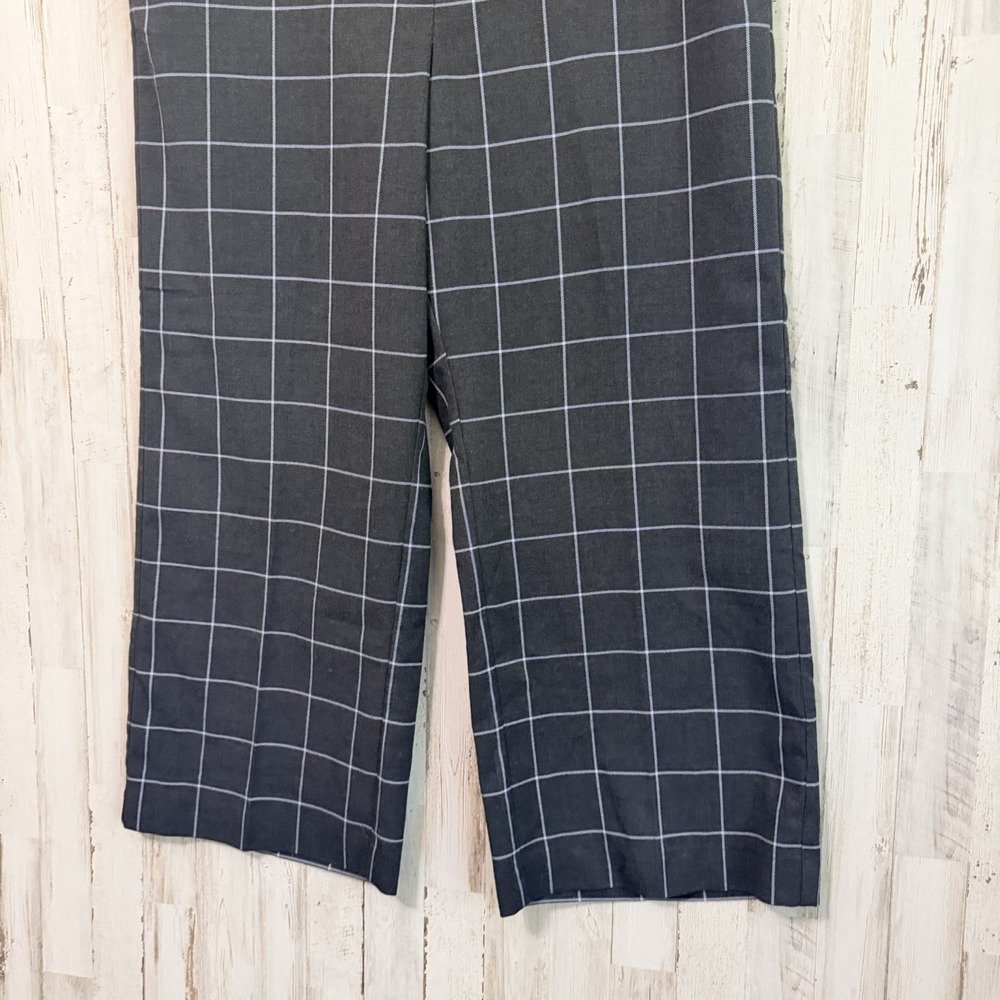 Loft Slim Wide Leg Pants 16 Plus 38x26 Crop Gray Windowpane Career Party NEW - Picture 2 of 8